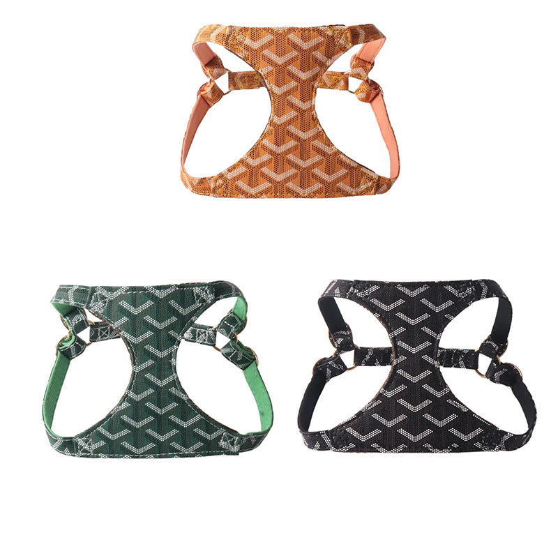 Goyard Pet Chest and Back Harness Leash Set