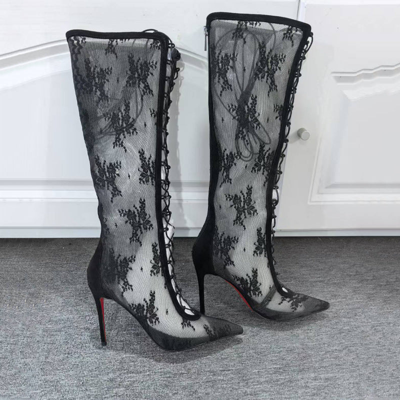 Christian Louboutin Black Lace Boots