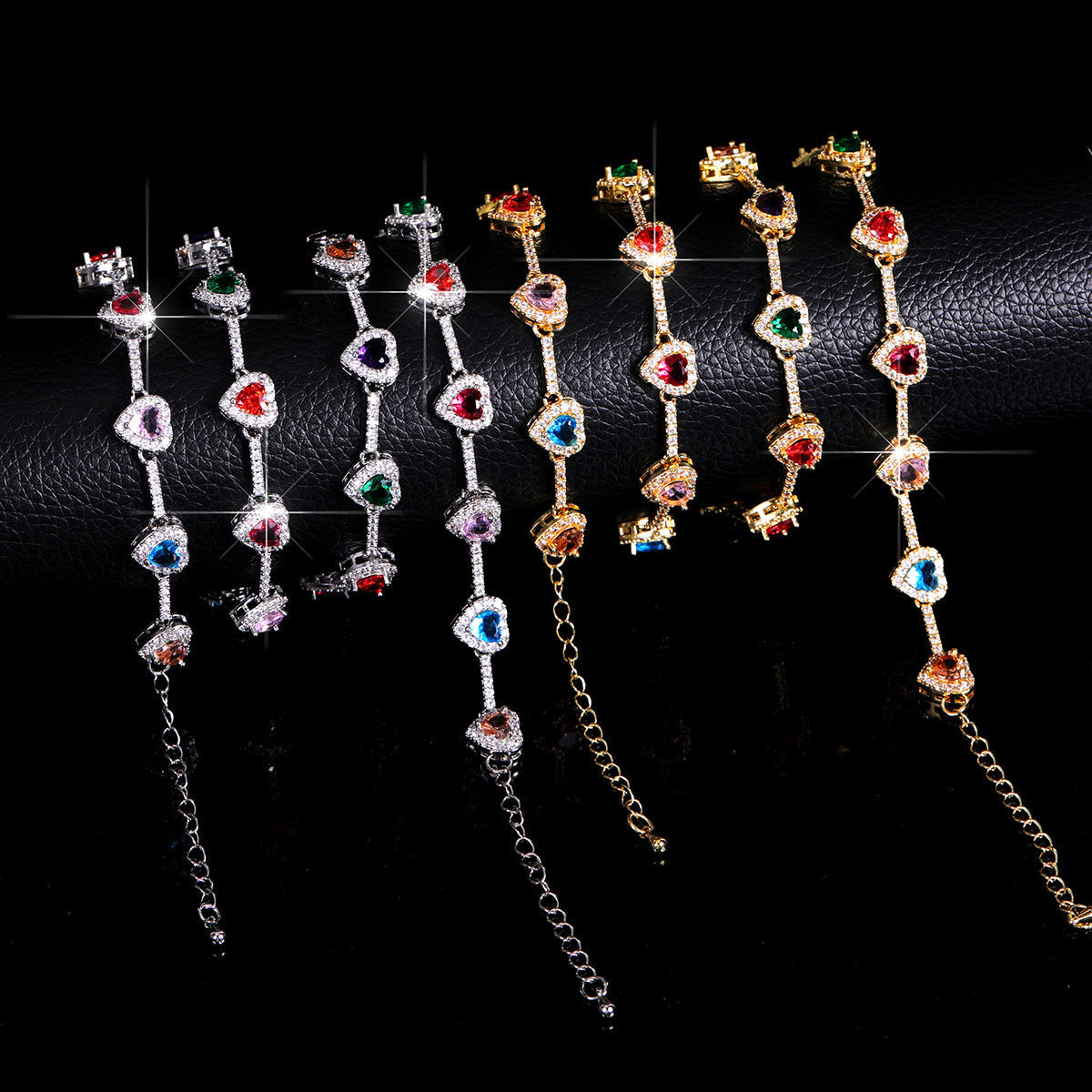 Colorful Heart Diamond Bracelet Necklace