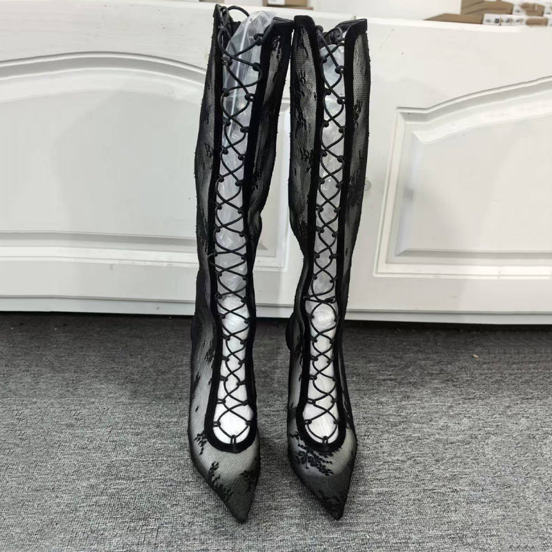 Christian Louboutin Black Lace Boots