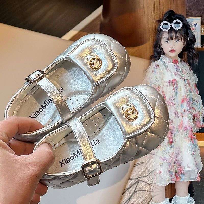 Chanel Kids Black Leather Flat