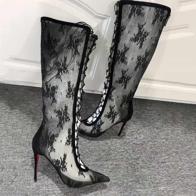 Christian Louboutin Black Lace Boots