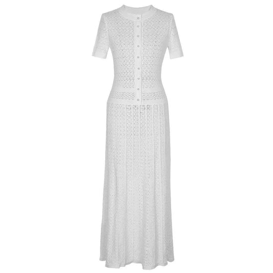 Sandro French Retro Short Sleeve Eyelet Knit Dress