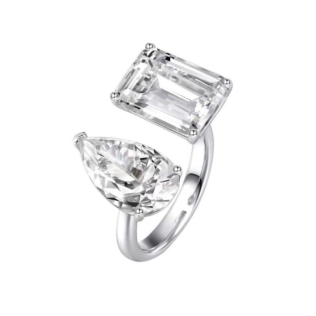 Pear shape Dual Stone Moissanite Ring