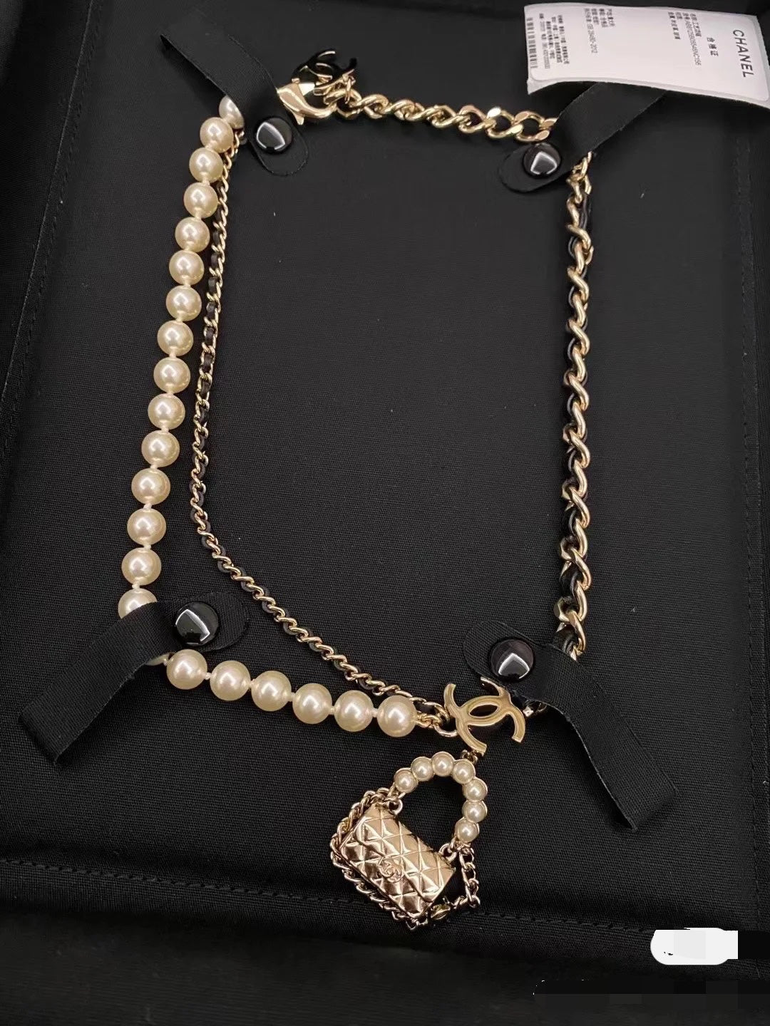 Chanel Leather Gold Bag Necklace