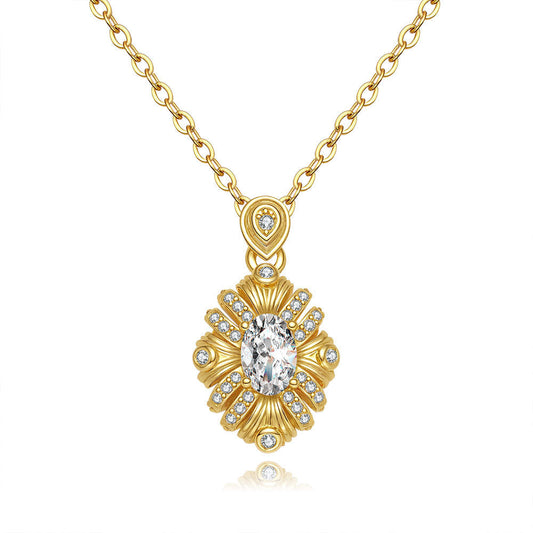 Sparkling Moissanite Sunflower Pendant Necklace