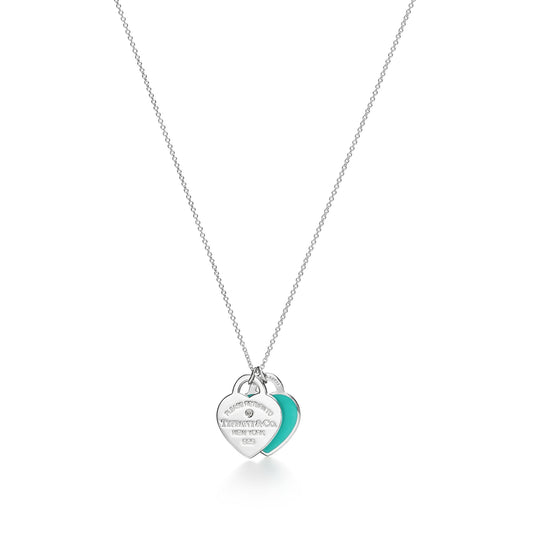 Tiffany Return to Tiffany Double Heart Tag Pendant in Silver and Gold Mini