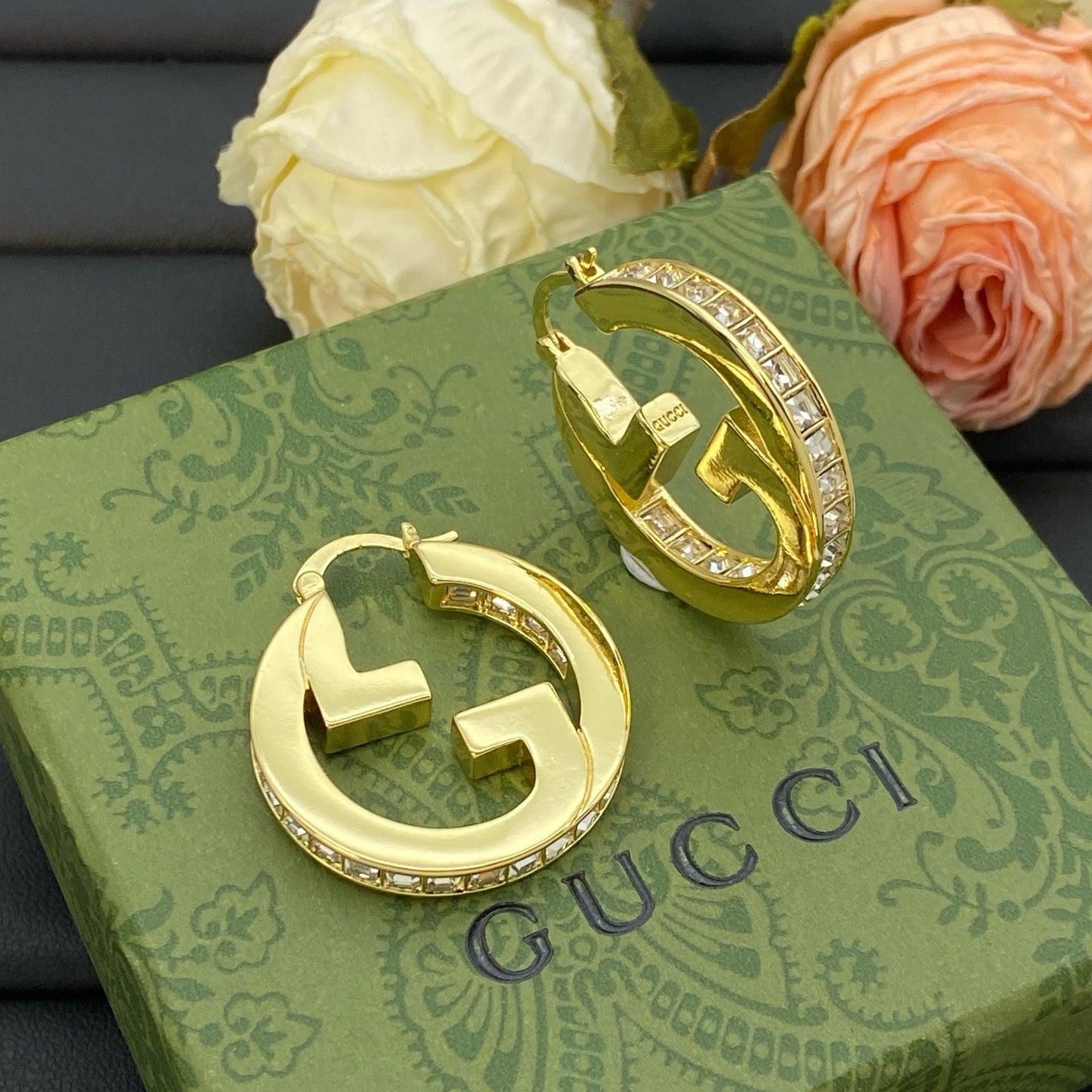Gucci Gold Diamond Hoop