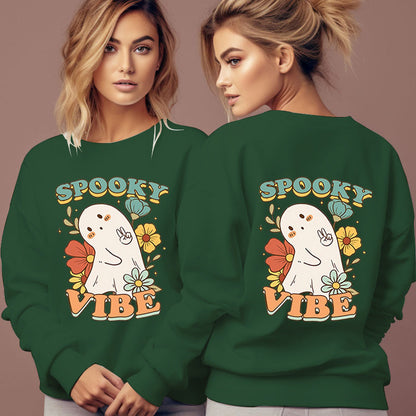 Women's Spooky Vibe Print Hoodies Fashion Cartoon Flower Gho