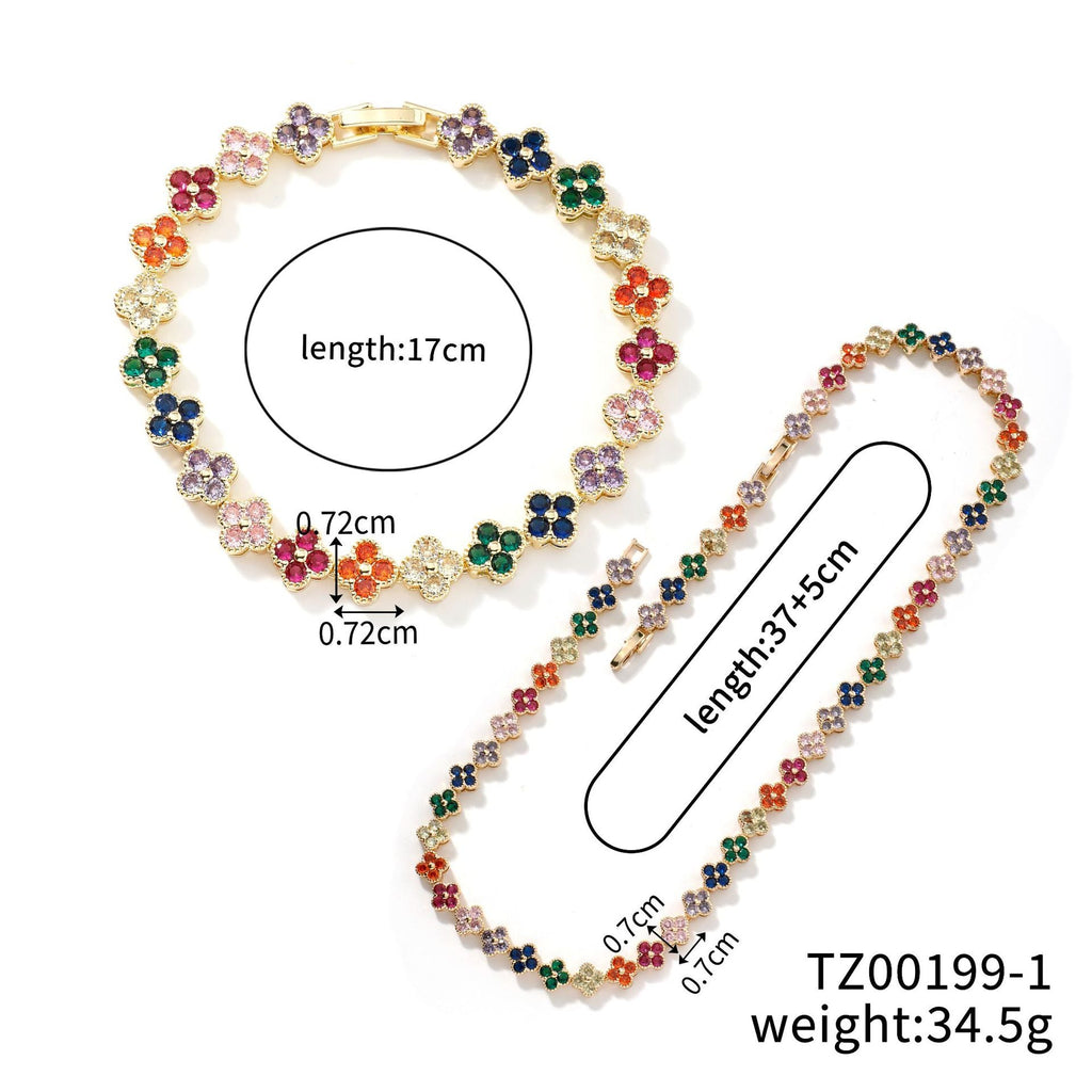 Colorful Clover Diamond Bracelet Necklace