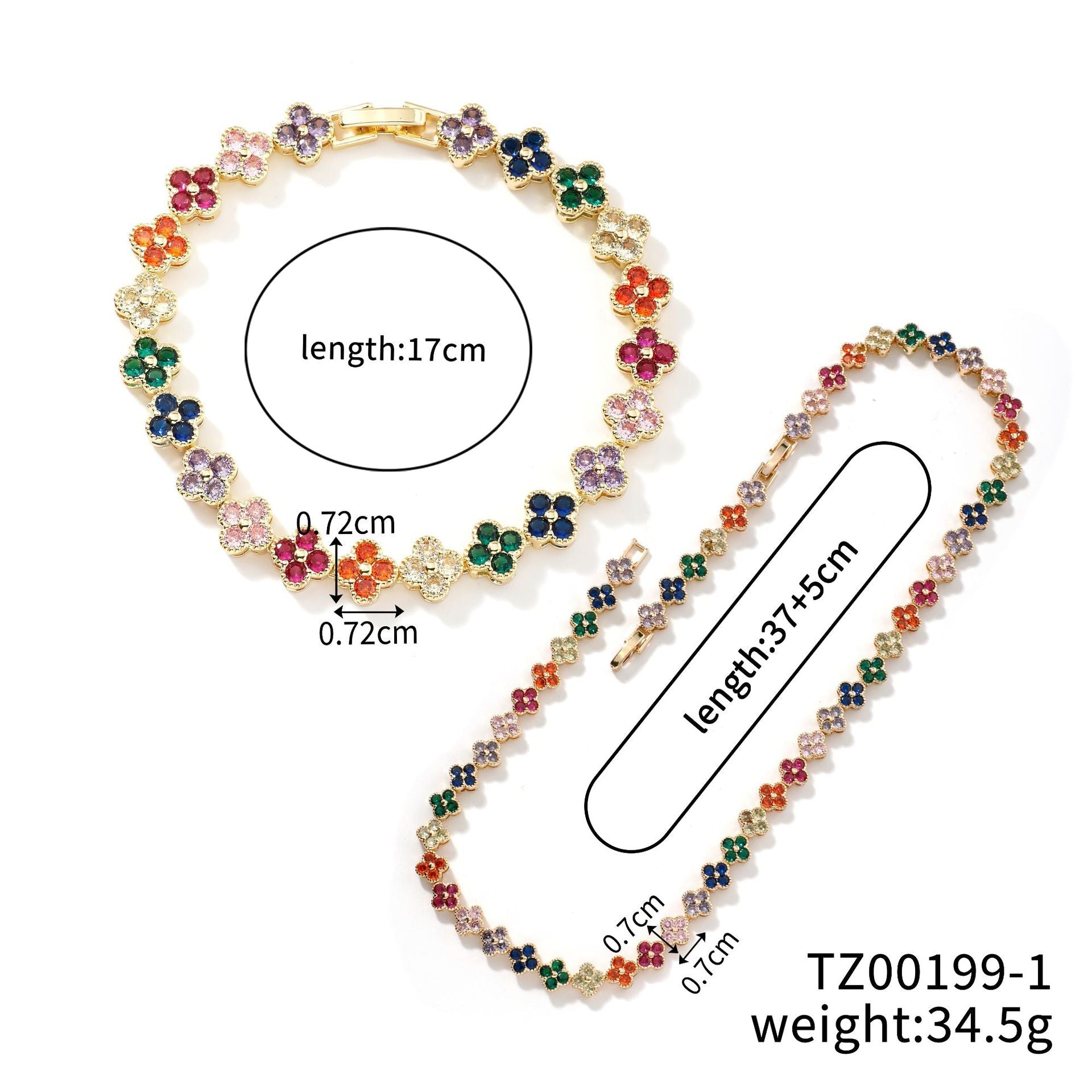 Colorful Clover Diamond Bracelet Necklace