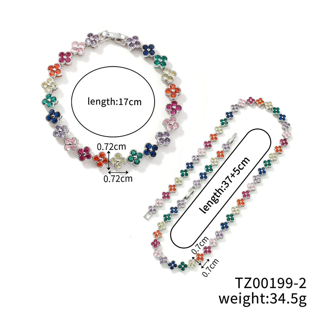Colorful Clover Diamond Bracelet Necklace