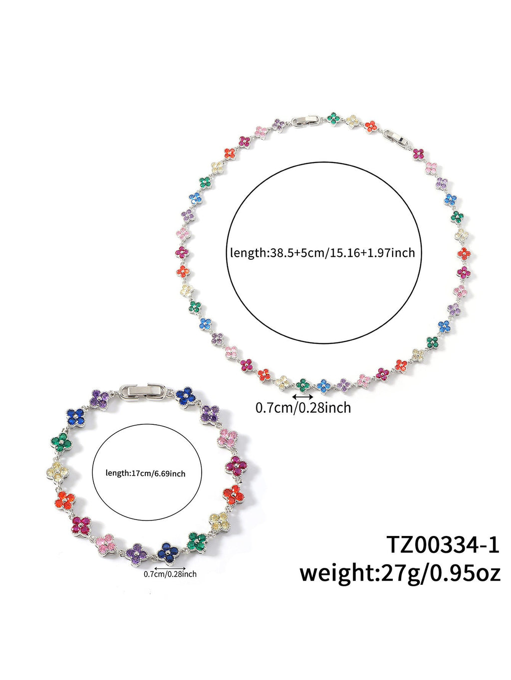 Colorful Clover Diamond Bracelet Necklace