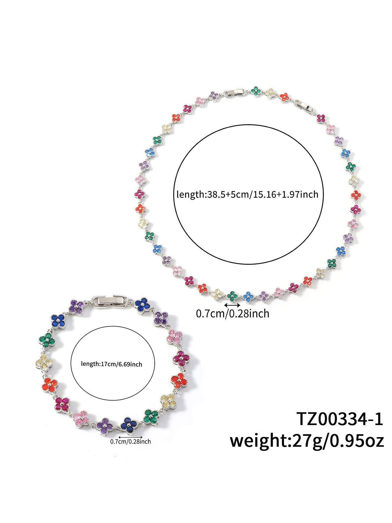 Colorful Clover Diamond Bracelet Necklace