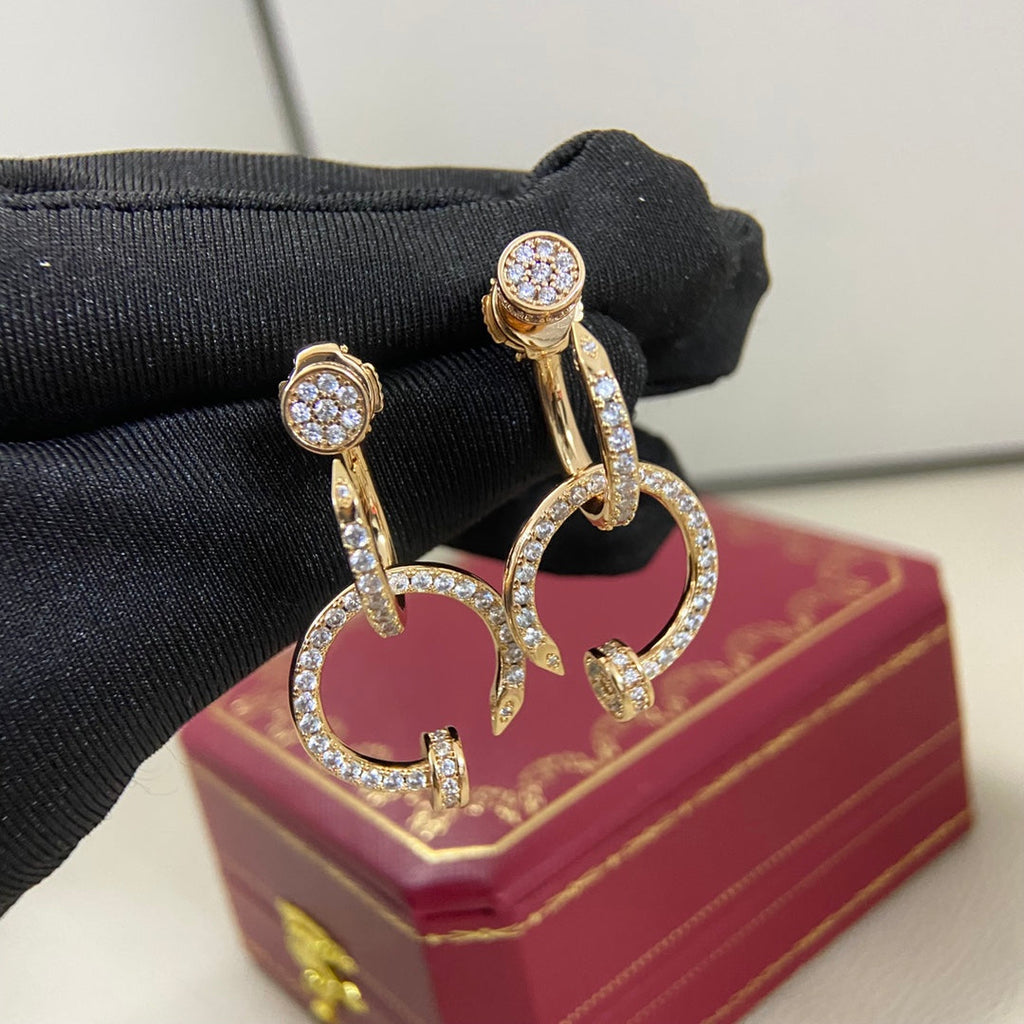 Cartier Juste un Clou Three Dangle Diamond Earrings