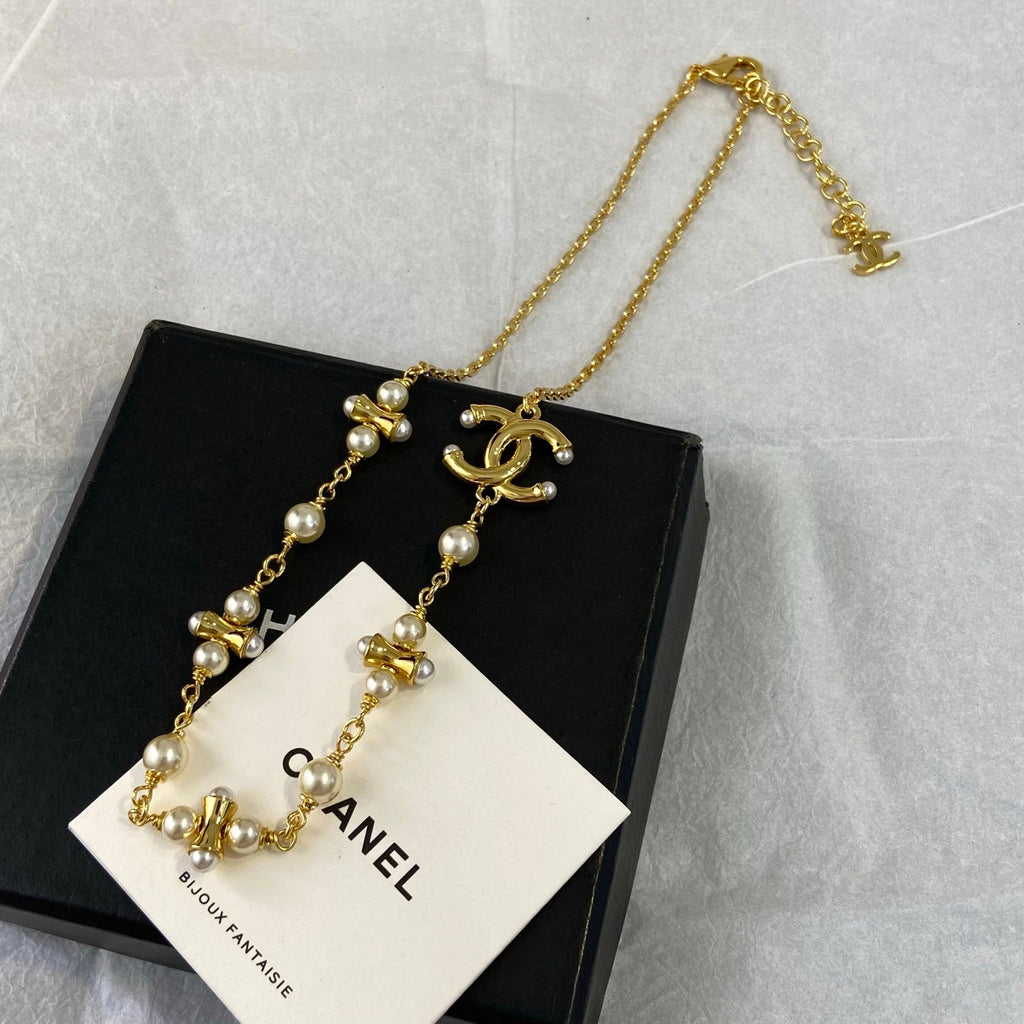 Chanel Dumbell Pearl Necklace