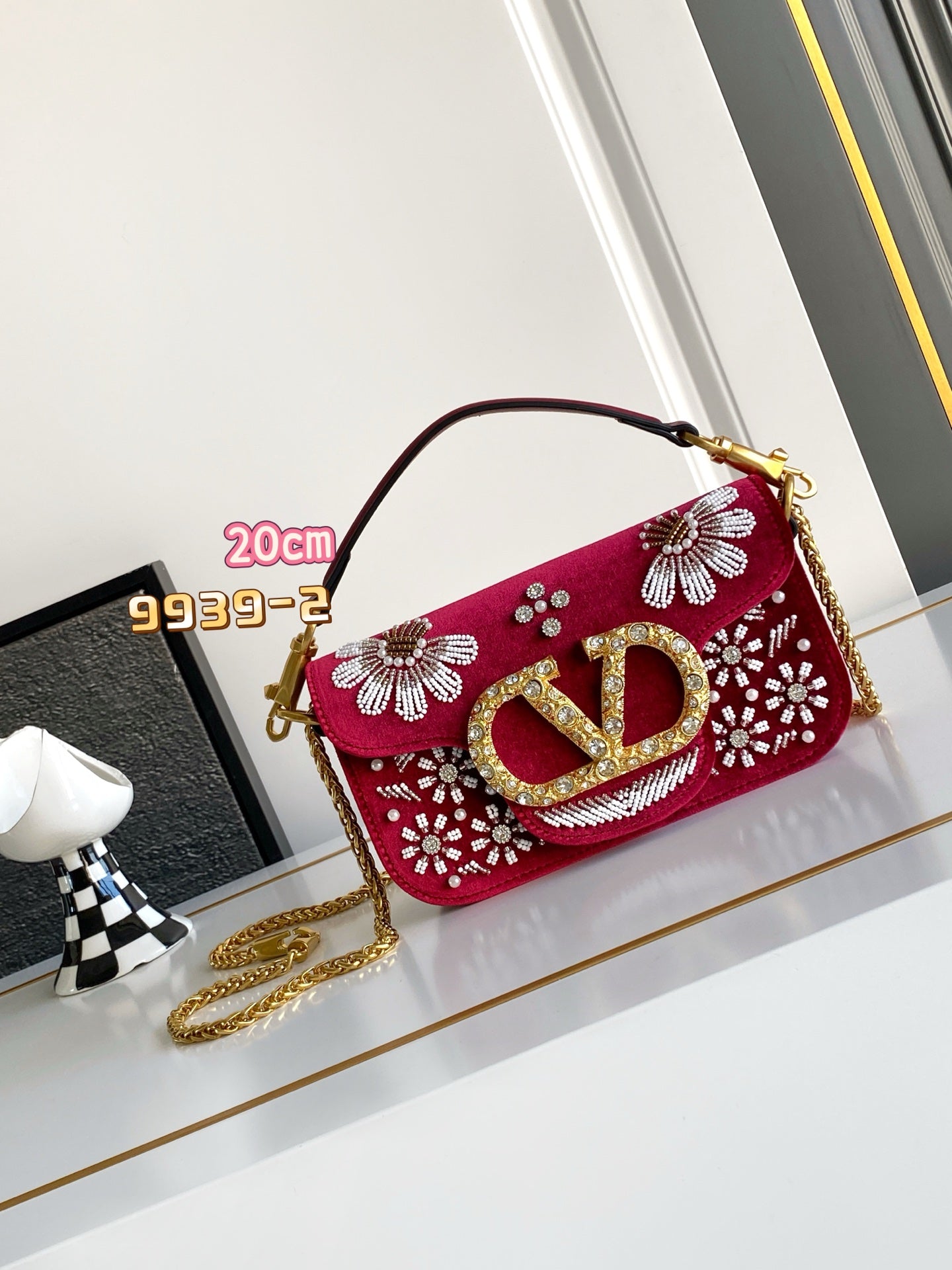 Valentino Red Velvet Handbag