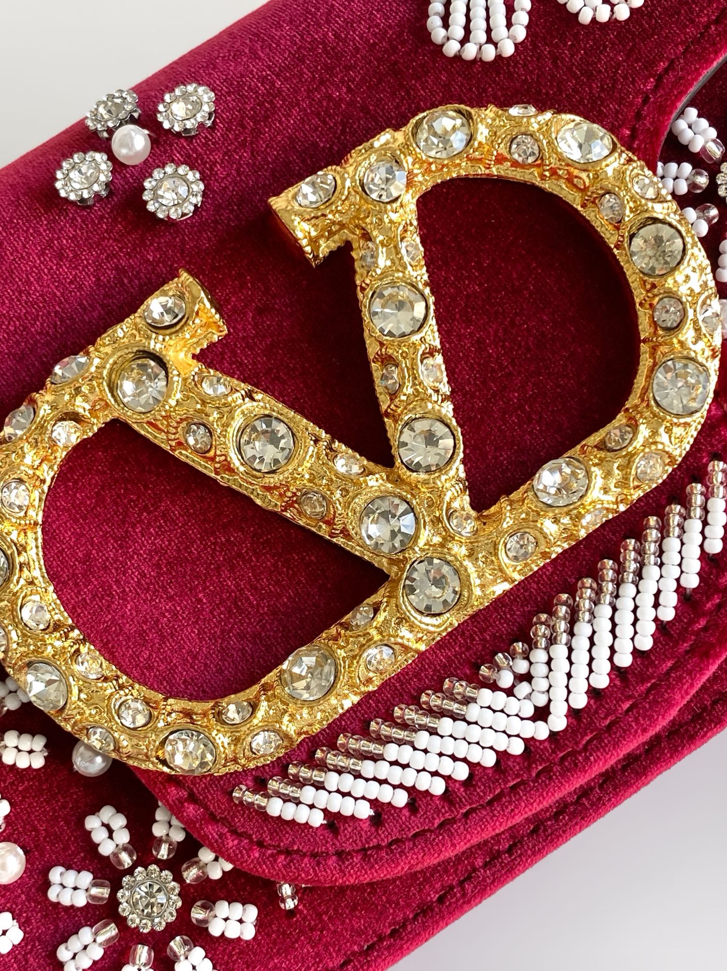 Valentino Red Velvet Handbag